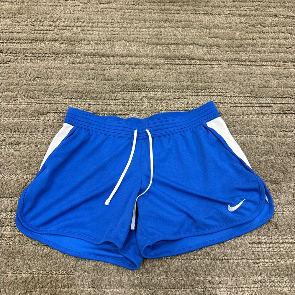 Nike Women's Royal Blue and White Athletic Shorts